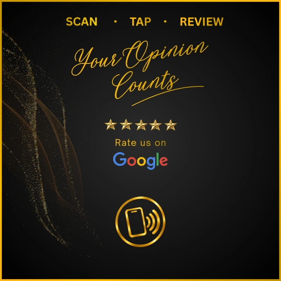 Black and gold Premium Google review NFC card
